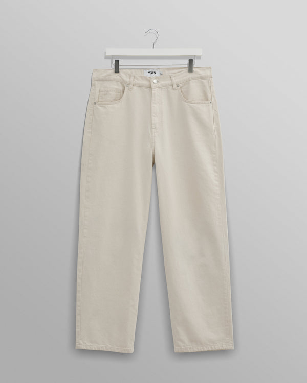 wax london men's Felix - Ecru Loose Fit Denim Jeans