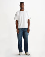 wax london men's Felix - Mid Blue Wash Selvedge Loose Fit Denim Jeans