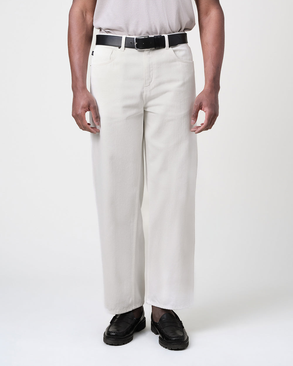 Men's Off White Loose Fit Denim Jeans | Wax London