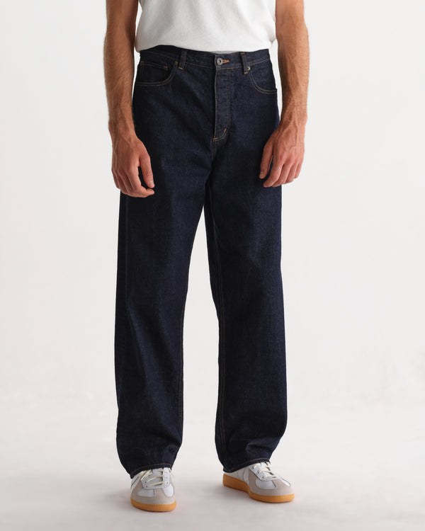 wax london men's Felix - Rinse Wash Japanese Selvedge Loose Fit Denim Jeans