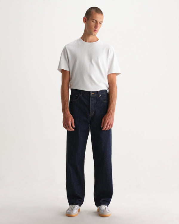 wax london men's Felix - Rinse Wash Japanese Selvedge Loose Fit Denim Jeans