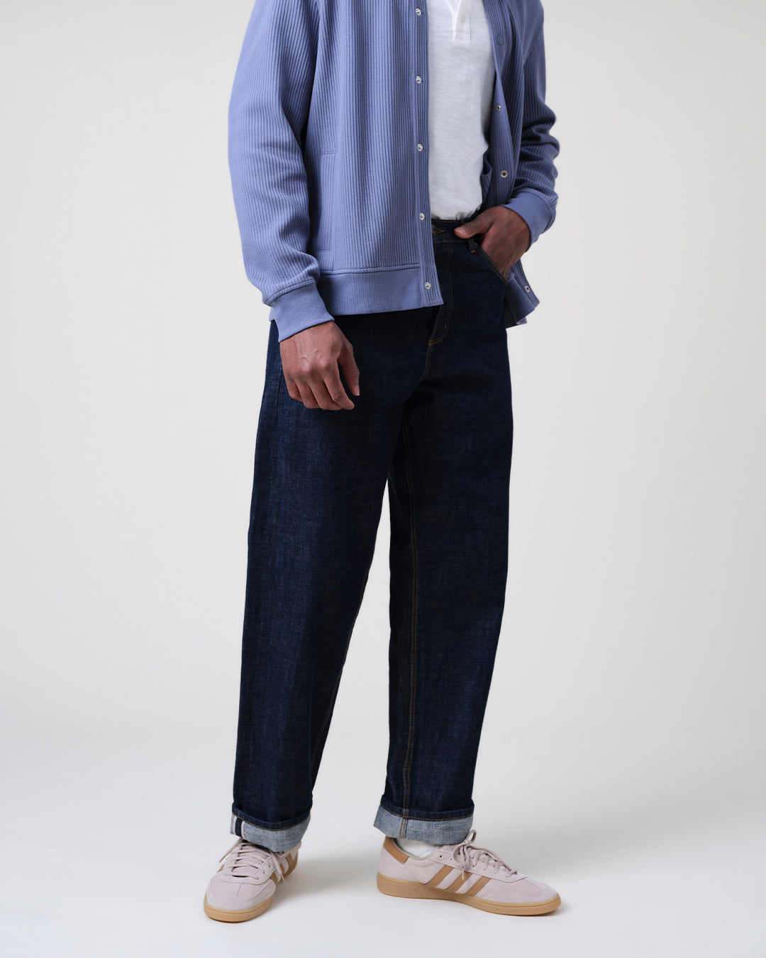 Men's Rinse Wash Selvedge Loose Fit Denim Jeans & Wax London