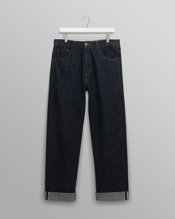 wax london men's Felix - Rinse Wash Selvedge Loose Fit Denim Jeans