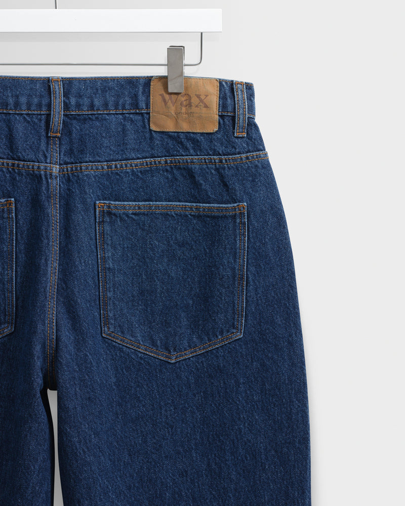 Men's Vintage Blue Wash Loose Fit Denim Jeans | Wax London