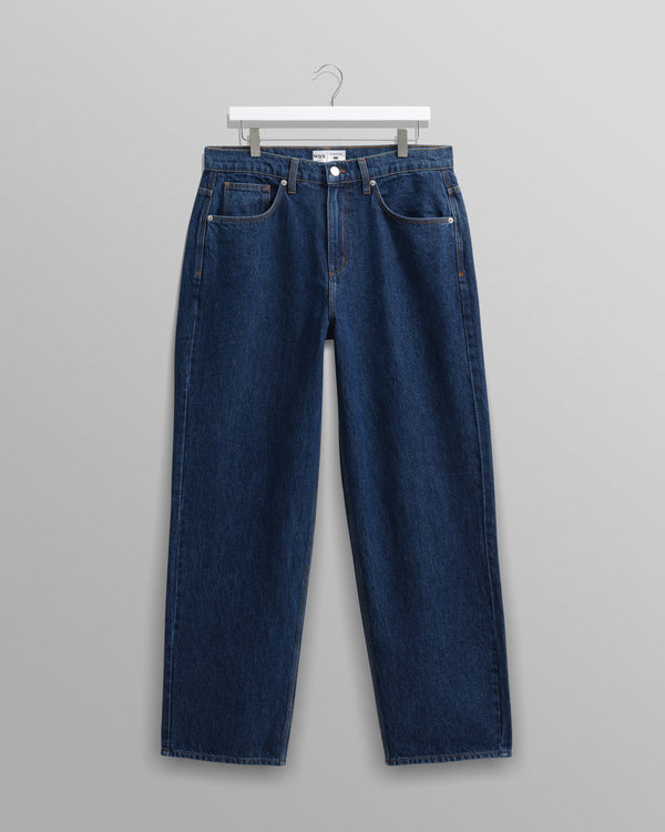 wax london men's Felix - Vintage 90s Blue Wash Loose Fit Denim Jeans