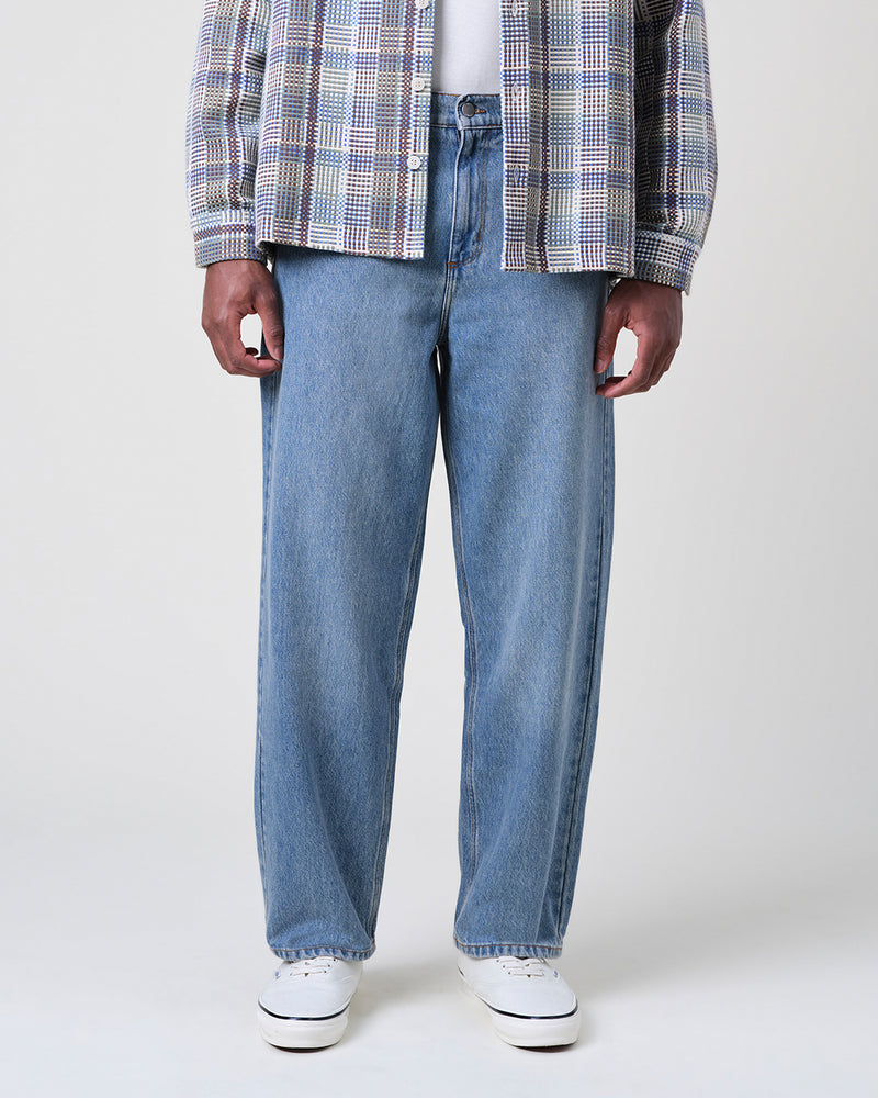 Men's Vintage Blue Loose Fit Denim Jeans | Wax London