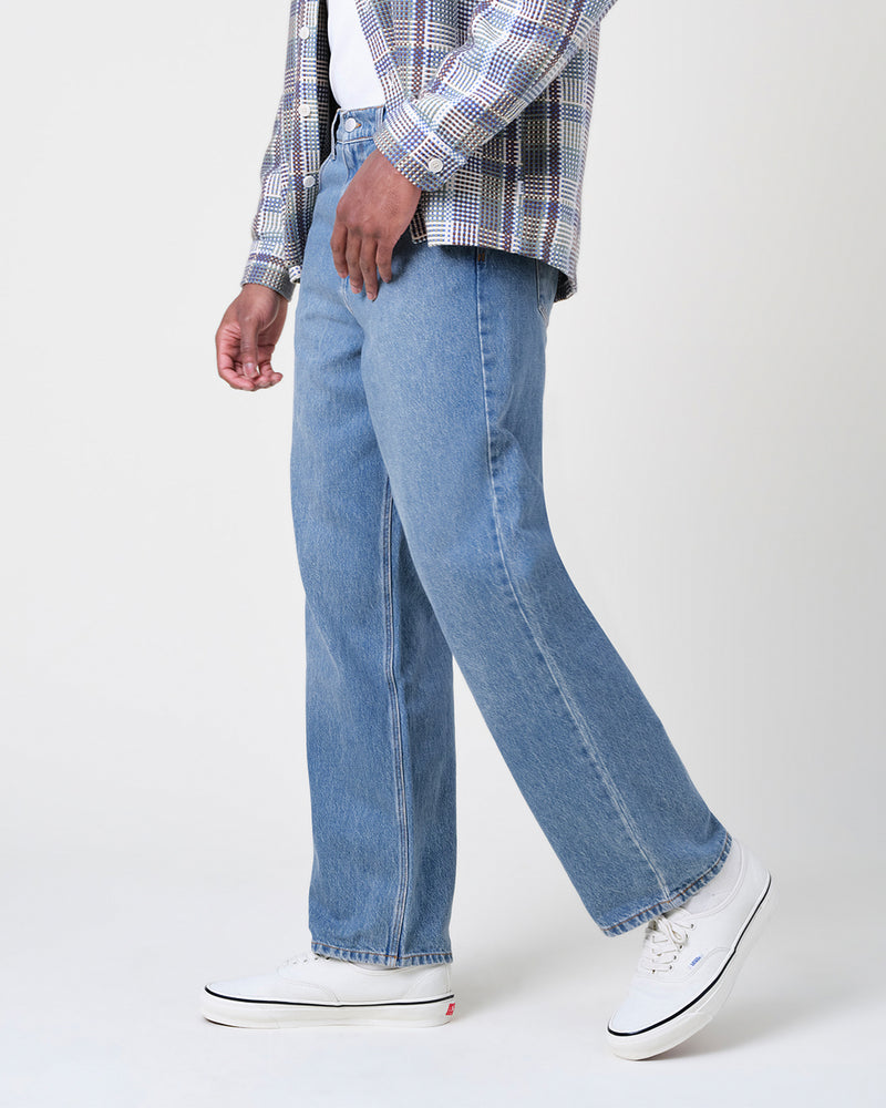Men's Vintage Blue Loose Fit Denim Jeans | Wax London