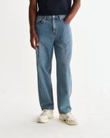 wax london men's Felix - Vintage Antique Blue Loose Fit Denim Jeans