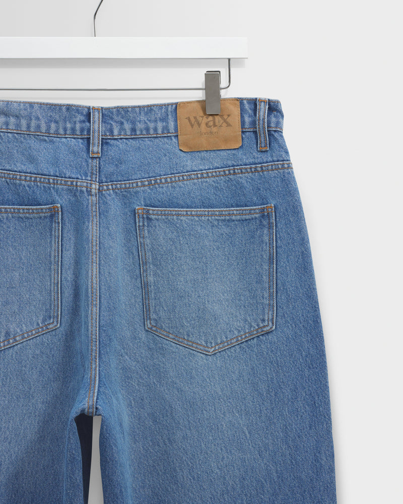 Men's Vintage Blue Loose Fit Denim Jeans | Wax London