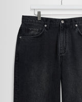 wax london men's Felix - Washed Vintage Black Loose Fit Denim Jeans
