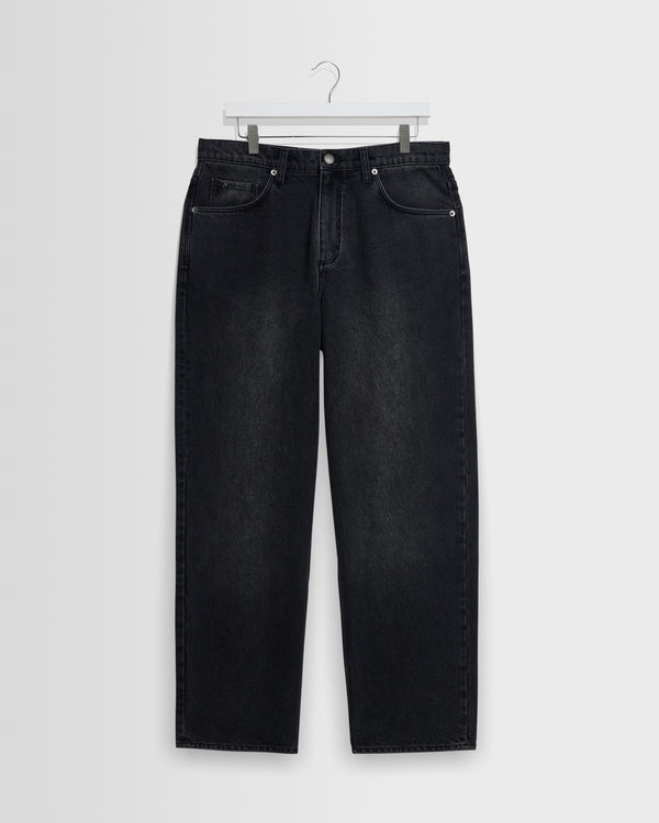 wax london men's Felix - Washed Vintage Black Loose Fit Denim Jeans