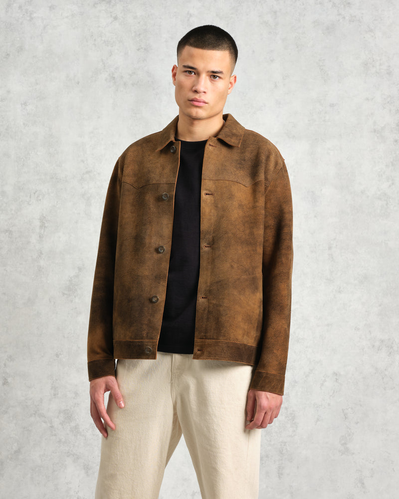 wax london Fen - Tonal Brown Suede Jacket