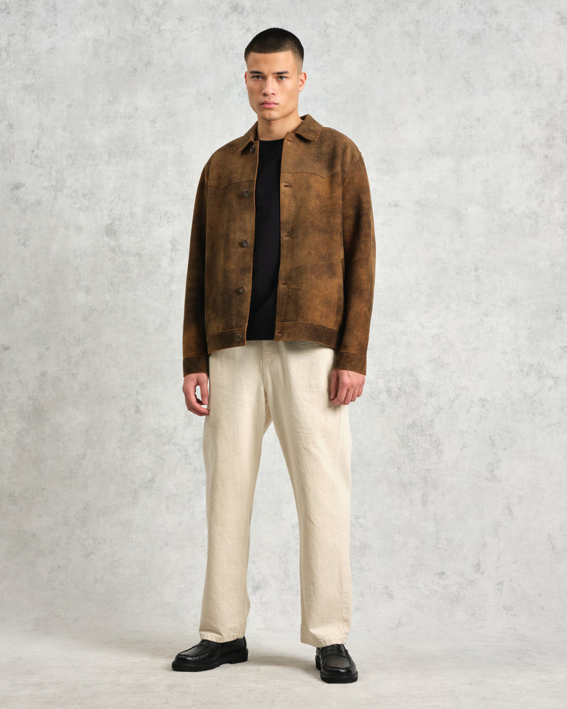 wax london Fen - Tonal Brown Suede Jacket