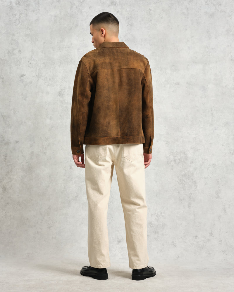 wax london Fen - Tonal Brown Suede Jacket