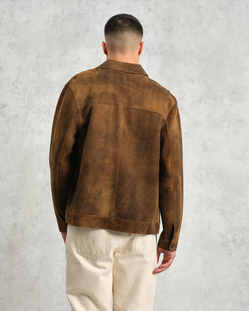 wax london Fen - Tonal Brown Suede Jacket