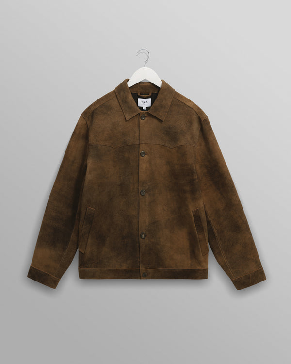 wax london men's Fen - Tonal Brown Suede Jacket