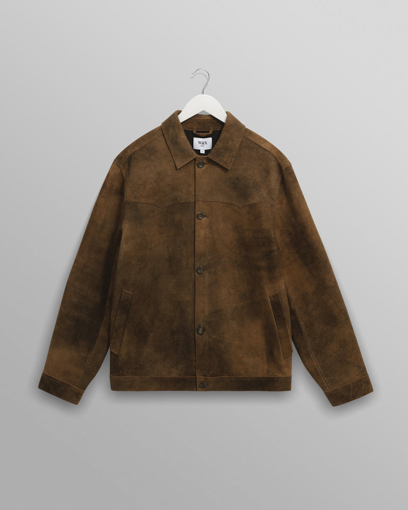 wax london Fen - Tonal Brown Suede Jacket