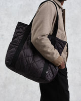 wax london Fields - Black Quilted Work Tote Bag