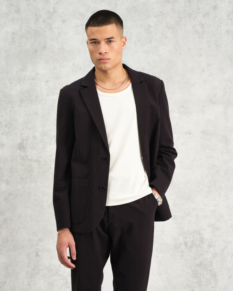 wax london men's Fintry - Black Seersucker Blazer