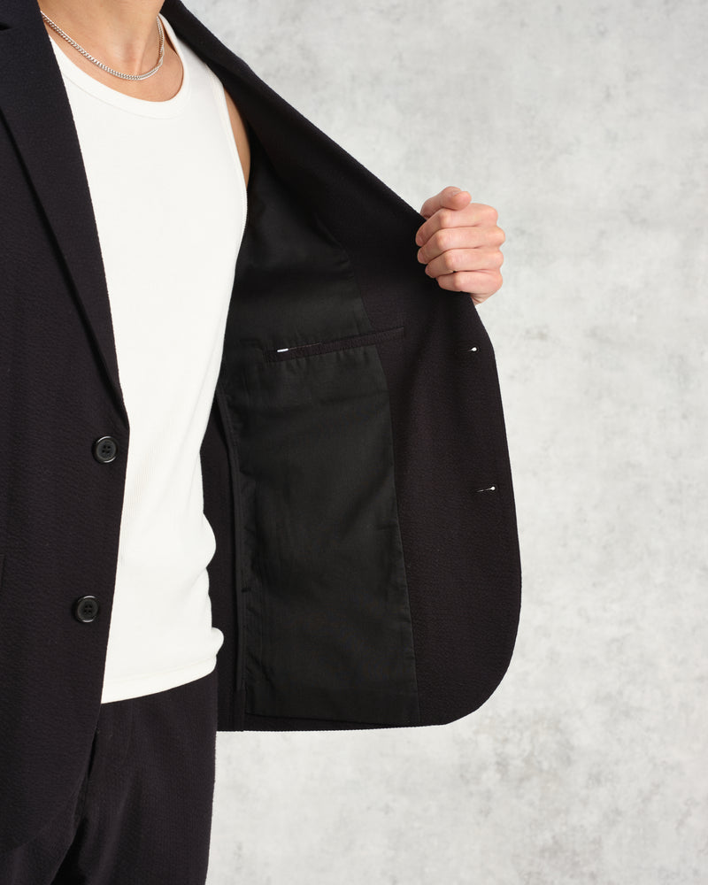 wax london men's Fintry - Black Seersucker Blazer