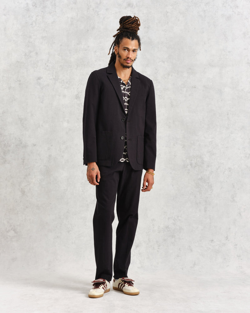 wax london Fintry Blazer Black Seersucker