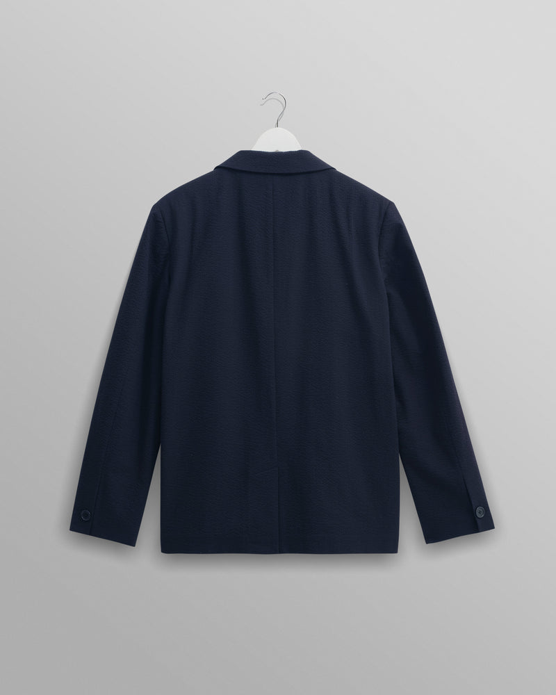 wax london Fintry Blazer Navy Seersucker