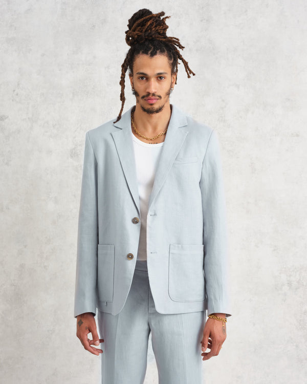 wax london Fintry Blazer Pale Blue Linen