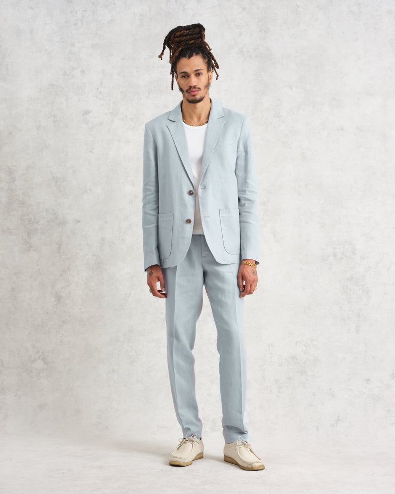 wax london Fintry Blazer Pale Blue Linen