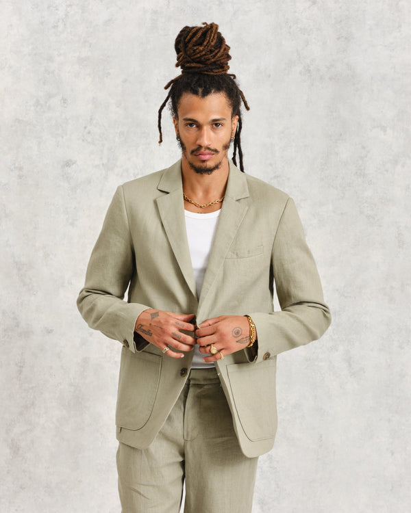 wax london Fintry Blazer Pale Green Linen