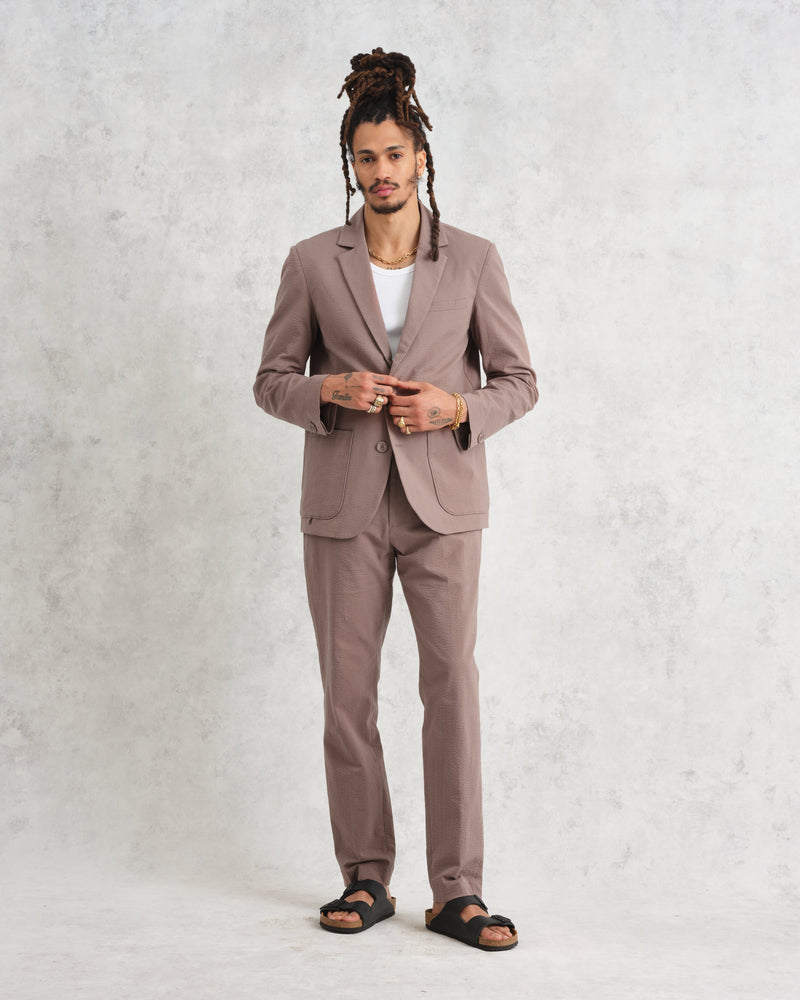 wax london Fintry Blazer Taupe Seersucker