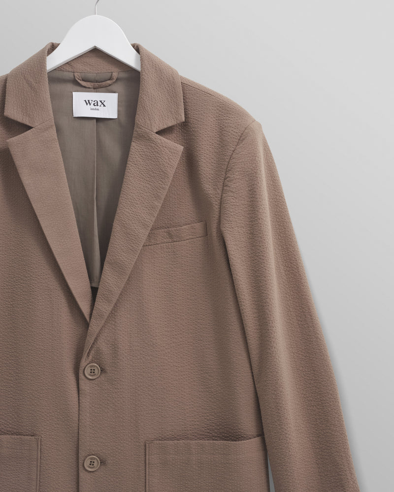 wax london Fintry Blazer Taupe Seersucker