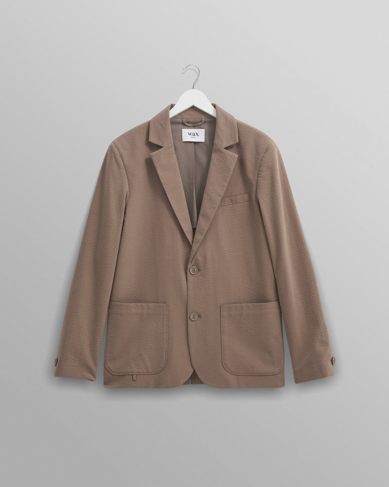 wax london Fintry Blazer Taupe Seersucker