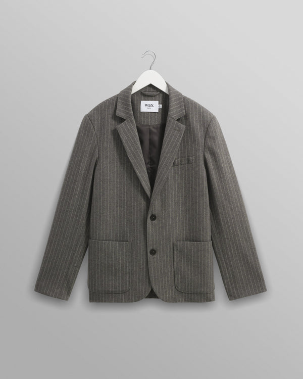 wax london men's Fintry - Charcoal Grey Pinstripe Wool Blazer