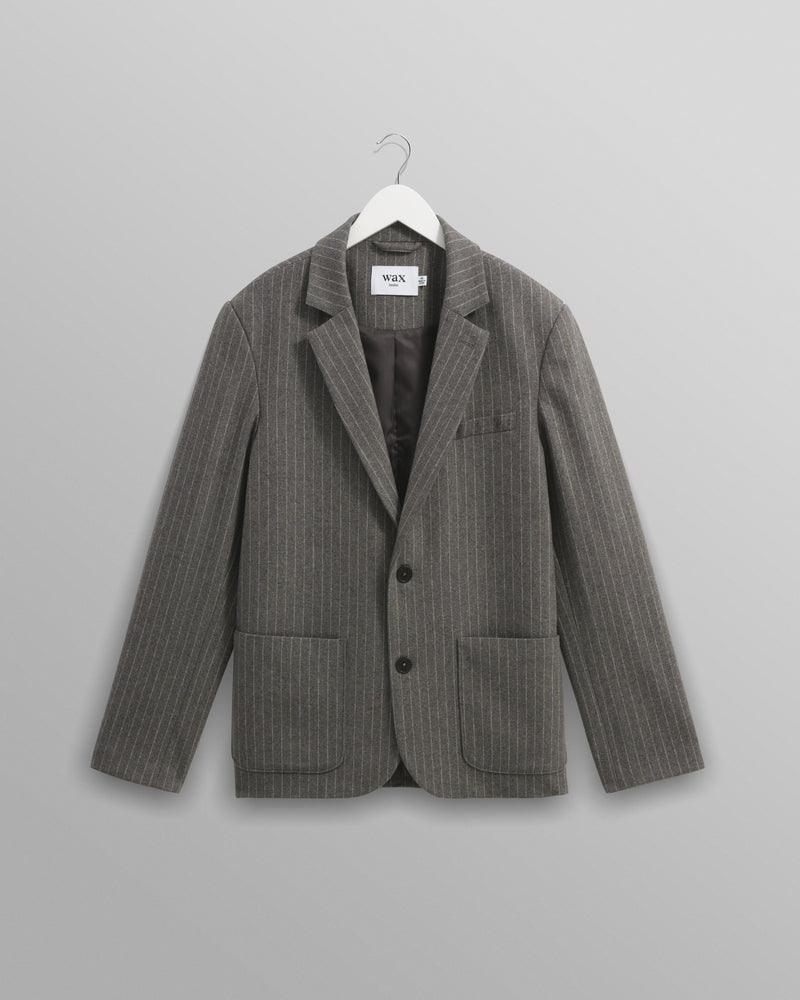 wax london Fintry - Charcoal Grey Pinstripe Wool Blazer