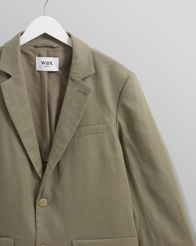 wax london Fintry - Khaki Linen Blazer