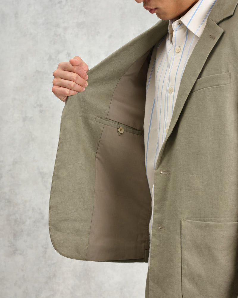 wax london Fintry - Khaki Linen Blazer