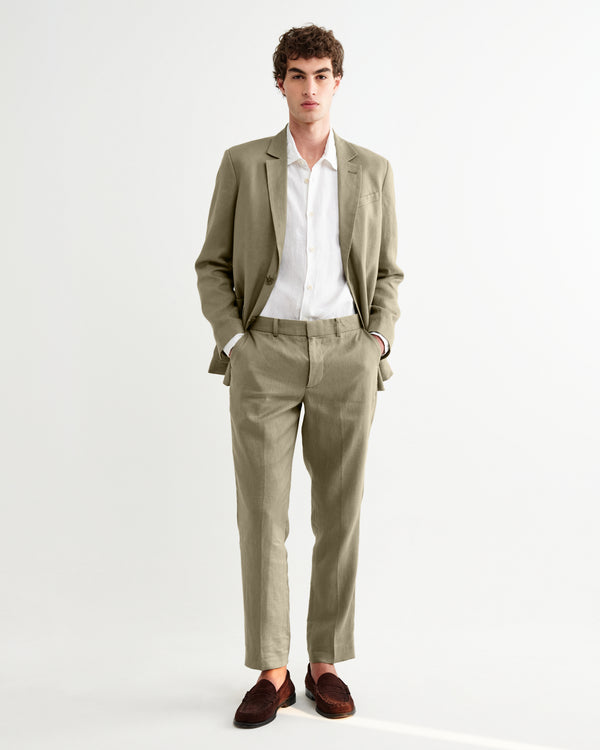 wax london men's Fintry - Khaki Linen Single-Breasted Blazer