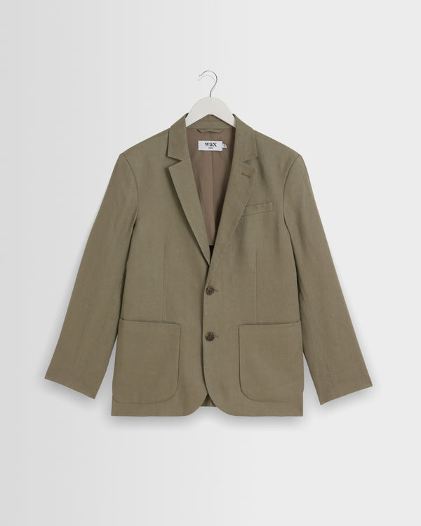 wax london men's Fintry - Khaki Linen Single-Breasted Blazer