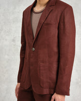 wax london Fintry - Merlot Linen Blazer