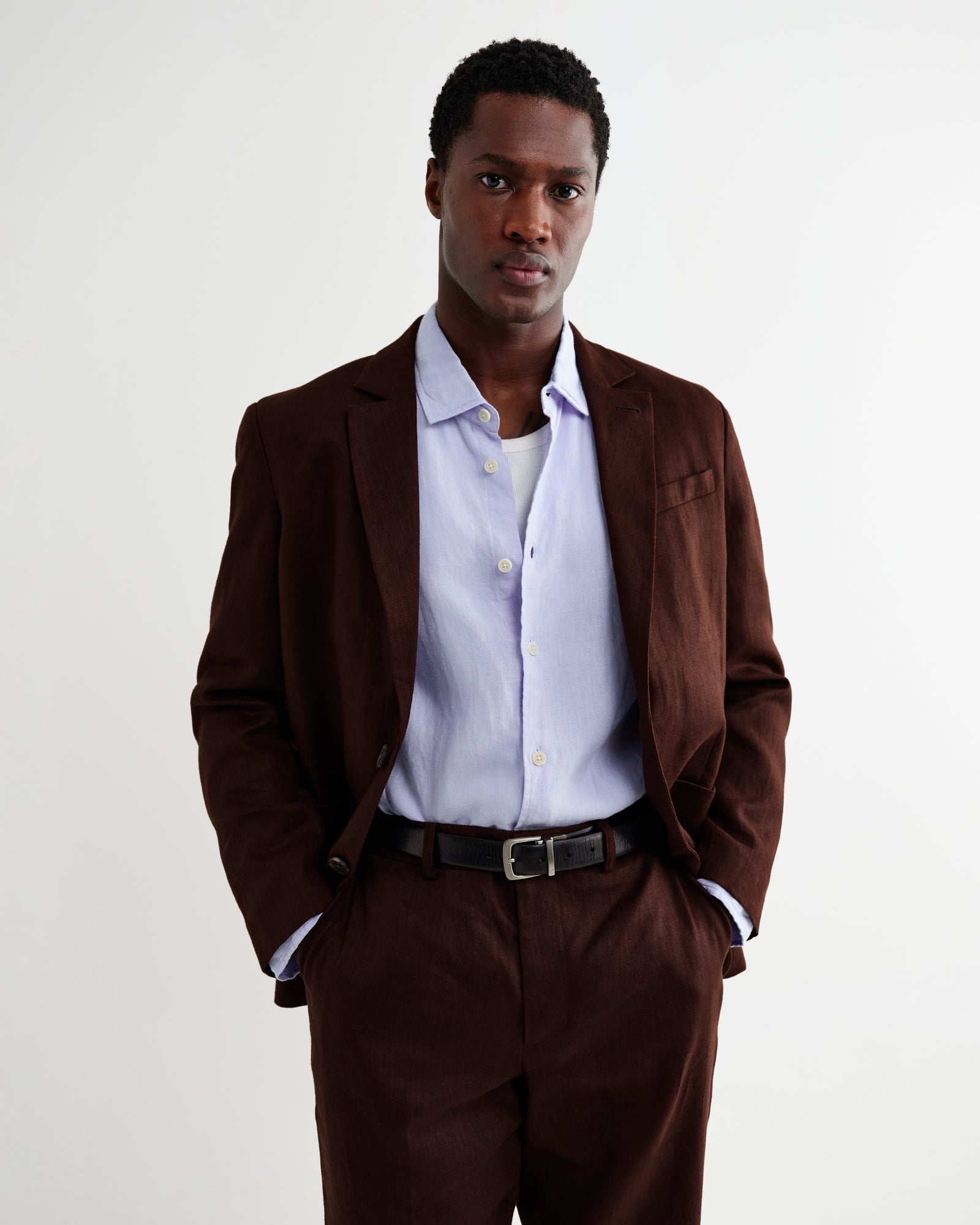 Men's Merlot Linen Single-Breasted Blazer | Wax London
