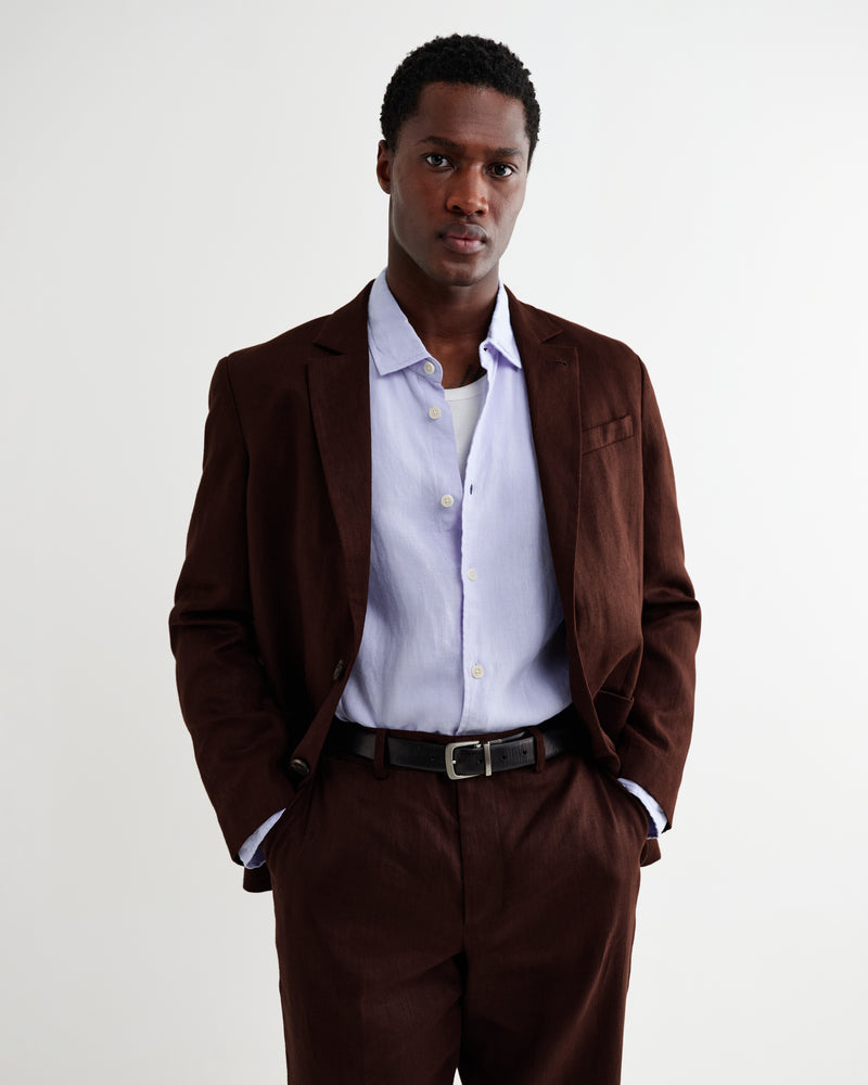 Men's Merlot Linen Single-Breasted Blazer | Wax London