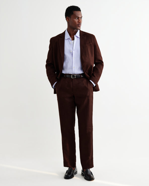 wax london men's Fintry - Merlot Linen Single-Breasted Blazer