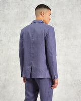 wax london Fintry - Mid-Blue Linen Blazer