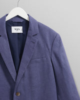 wax london Fintry - Mid-Blue Linen Blazer