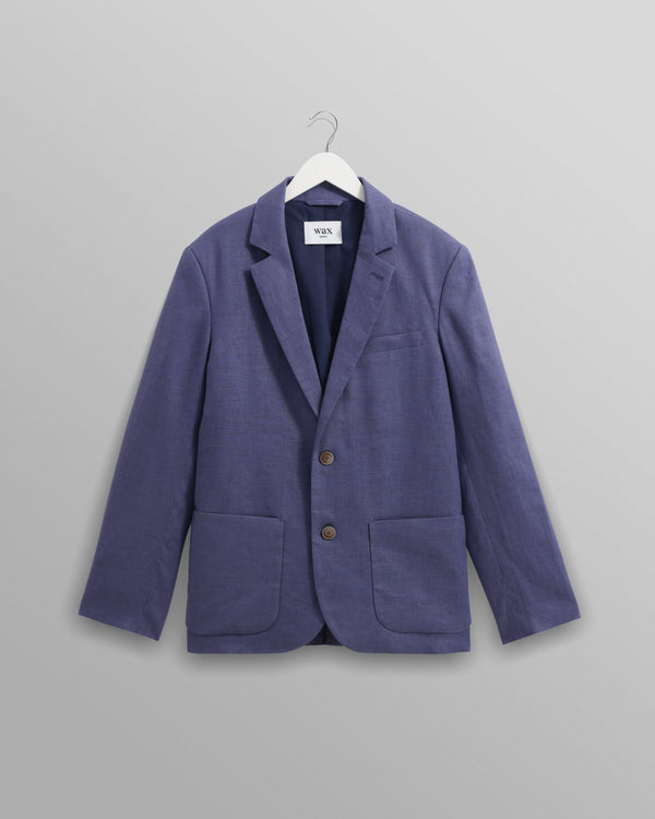wax london men's Fintry - Mid-Blue Linen Blazer