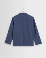 wax london men's Fintry - Mid Blue Linen Single-Breasted Blazer