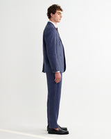 wax london men's Fintry - Mid Blue Linen Single-Breasted Blazer