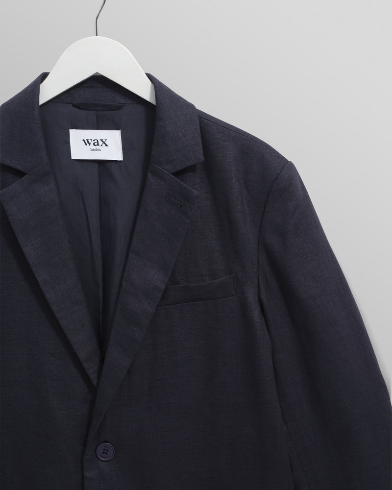 wax london Fintry - Midnight Navy Linen Blazer