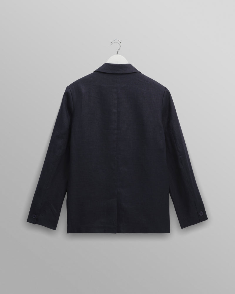 wax london Fintry - Midnight Navy Linen Blazer