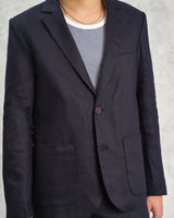 wax london Fintry - Midnight Navy Linen Blazer